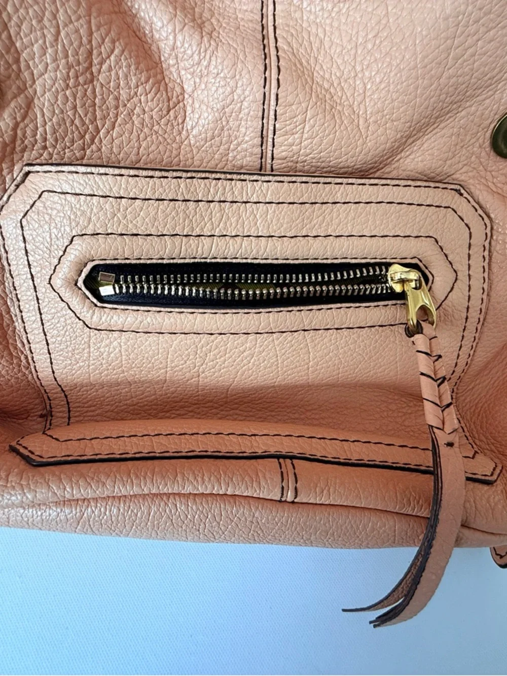 OrYany Leather Backpack Dusty Pink Blush Pebbled Leather Gold Tone Hardware